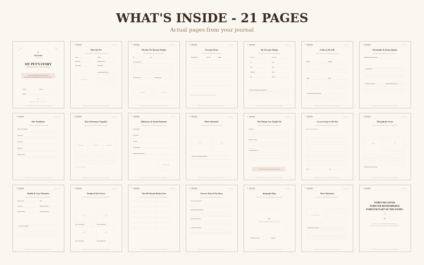 My Pet's Story – Premium Printable Pet Memory & Keepsake Journal | Instant Digital Download