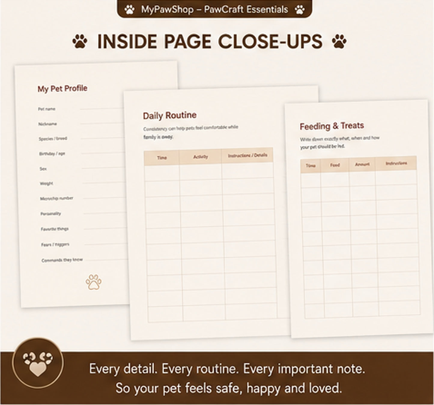 Pet Sitter & Care Planner – Printable Pet Care Organizer | Instant Digital Download