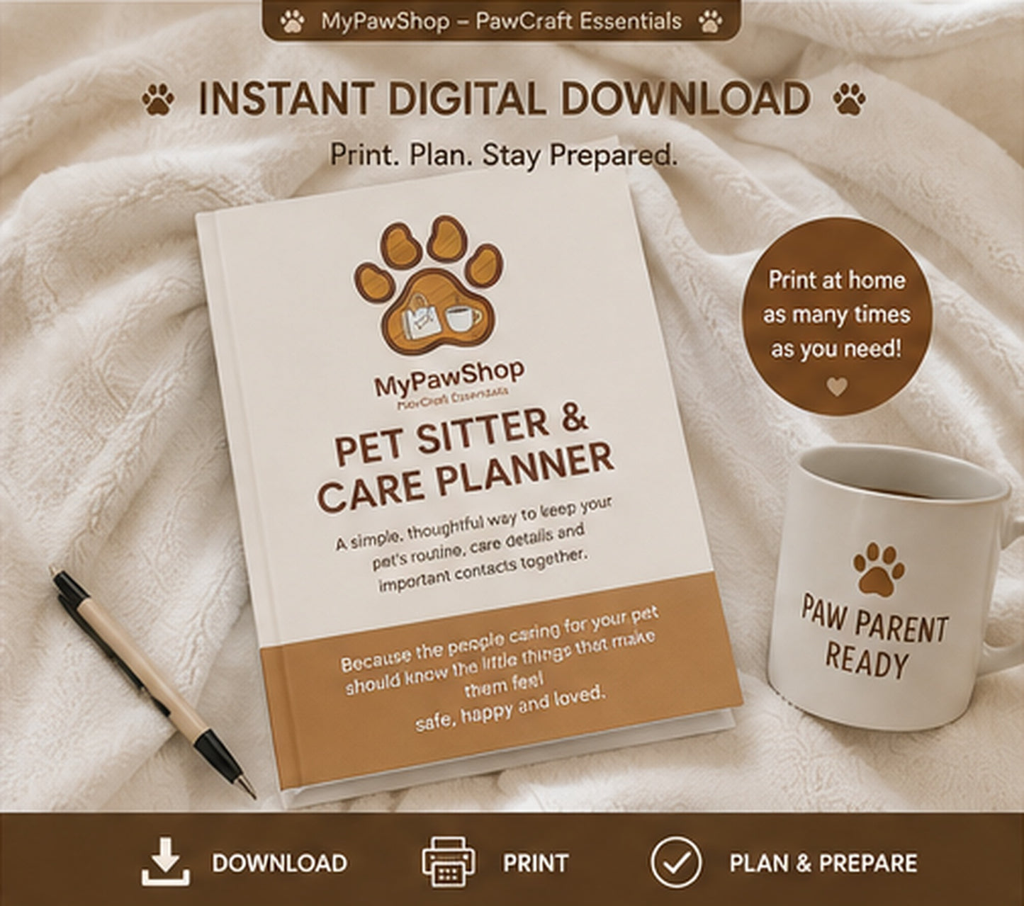 Pet Sitter & Care Planner – Printable Pet Care Organizer | Instant Digital Download